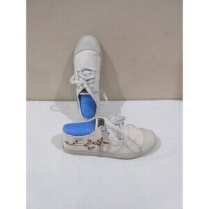 Bangs Tennis Shoes Women US 7.5 Men 6 Embroidered Floral Tan